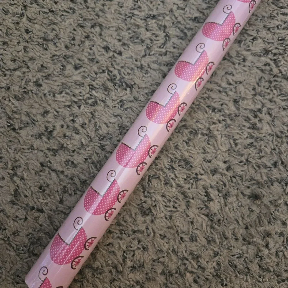 VTG American Greetings Wrapping Paper Roll '97 Baby Shower Girl Pink NOS 20 Sqft